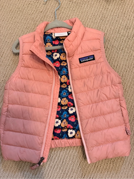Patagonia Other - Patagonia Pink Shell Vest with Navy Floral Interior